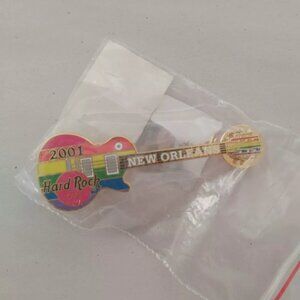 hard rock cafe 2001 new orleans rainbow guitar pin